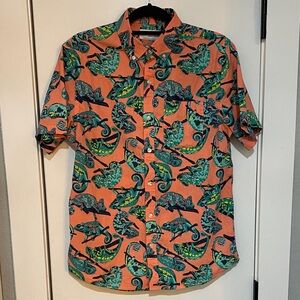 Old Navy Men's Chameleon Print Shirt - Coral and Teal